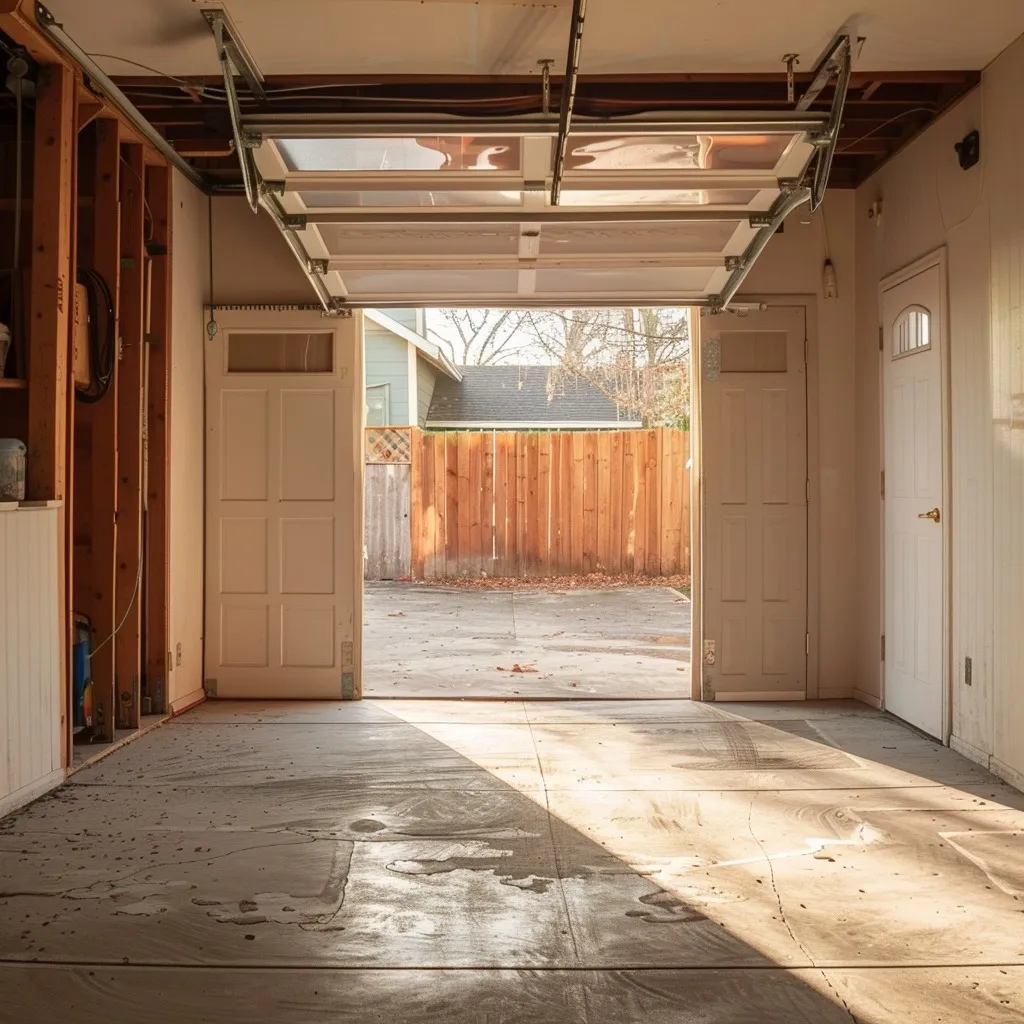 Roll-up garage door view from inside